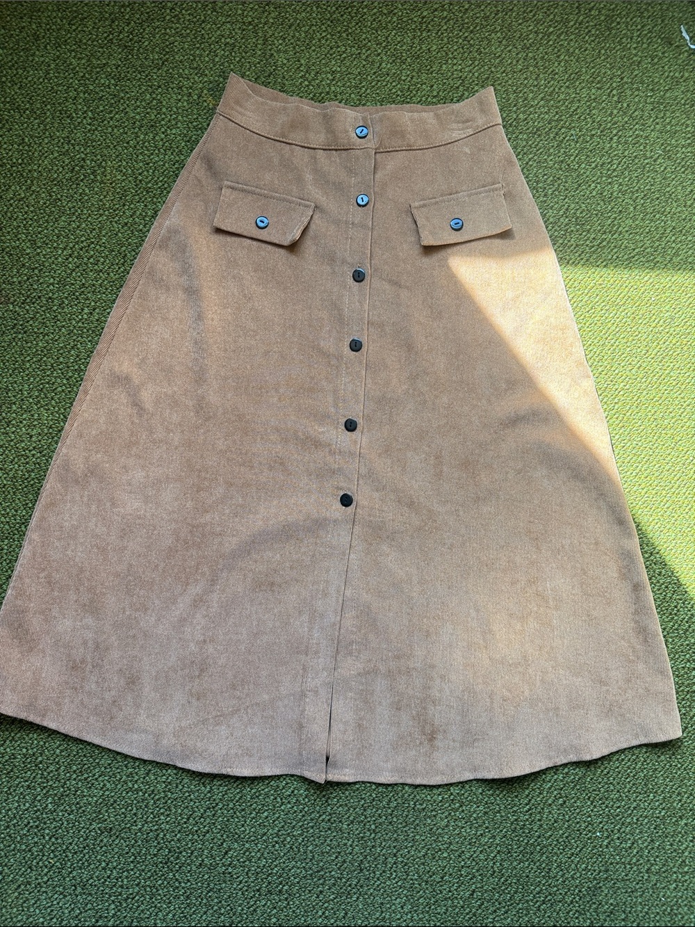 Vintage Brown Skirt with Black Buttons SZ S